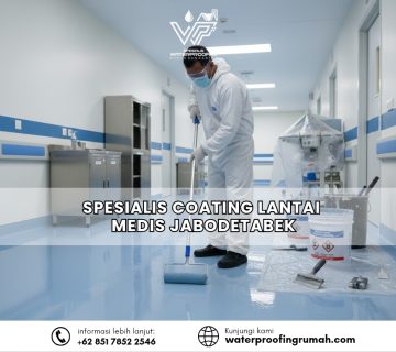 "Proses aplikasi coating lantai epoxy medis standar higienis dan anti-bakteri pada ruang rumah sakit oleh spesialis profesional area Jabodetabek."